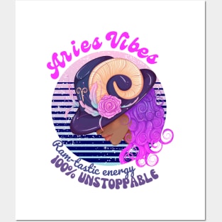 Funny Aries Zodiac Sign - Aries Vibes, Ramstastic Energy, 100% Unstoppable Posters and Art